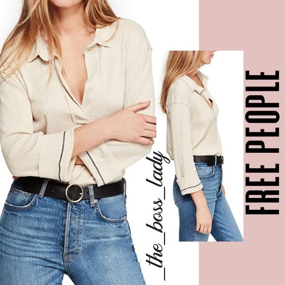 Free People top collared henley ribbed boho casual pullover XS - Picture 1 of 9
